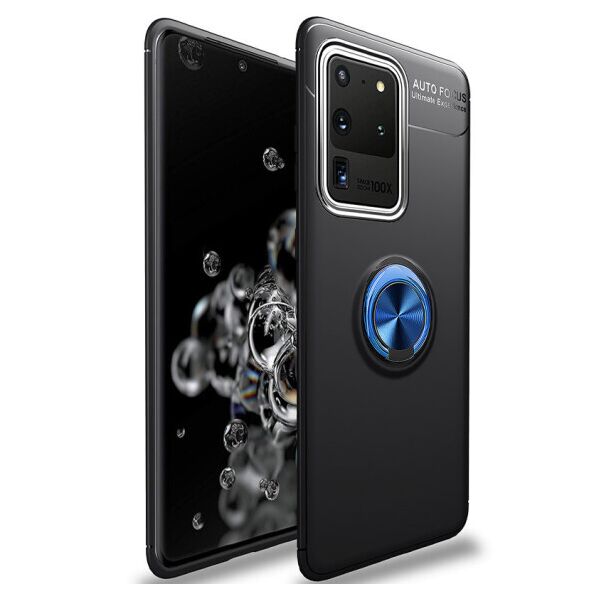 

Силиконовый чехол Deen ColorRing под магнитный держатель для Samsung Galaxy S20 Ultra (Черный / Синий)