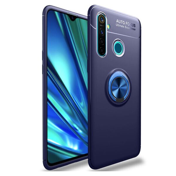 

Силиконовый чехол Deen ColorRing под магнитный держатель для Realme 5 / Realme 6i (Синий / Синий)