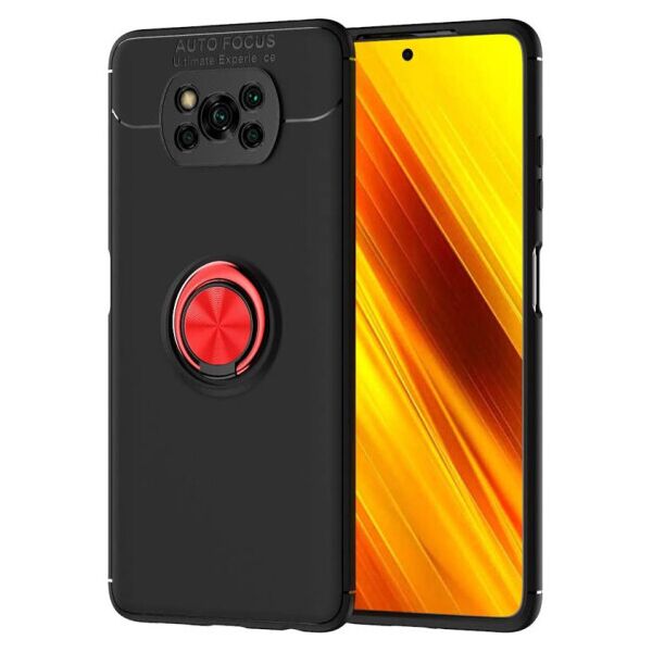 

Силиконовый чехол Deen ColorRing под магнитный держатель для Xiaomi Poco X3 NFC (Черный / Красный)