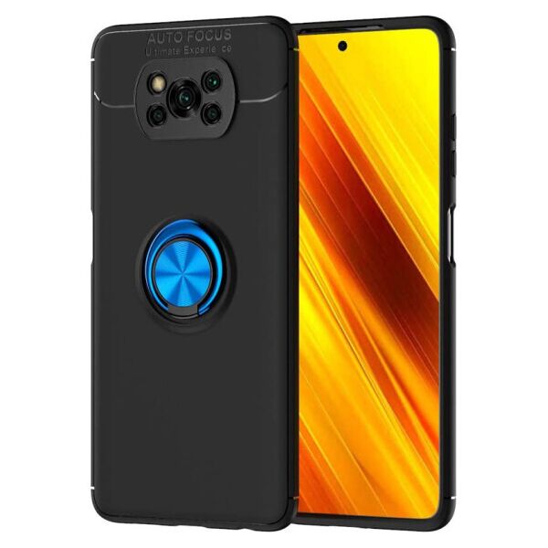 

Силиконовый чехол Deen ColorRing под магнитный держатель для Xiaomi Poco X3 NFC (Черный / Синий)