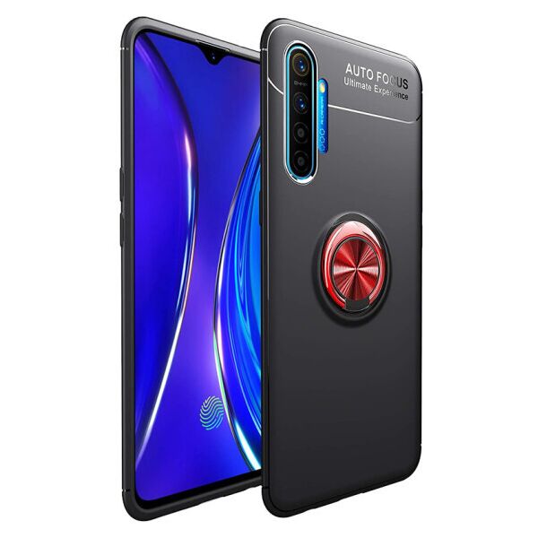 

Силиконовый чехол Deen ColorRing под магнитный держатель для Realme XT (Черный / Красный)
