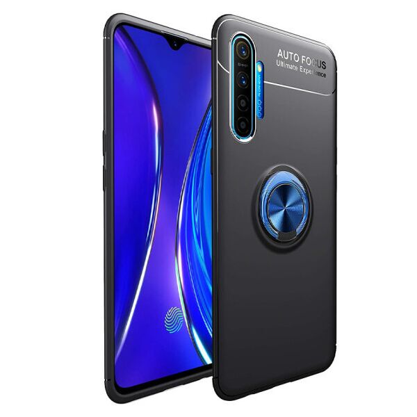 

Силиконовый чехол Deen ColorRing под магнитный держатель для Realme XT (Черный / Синий)