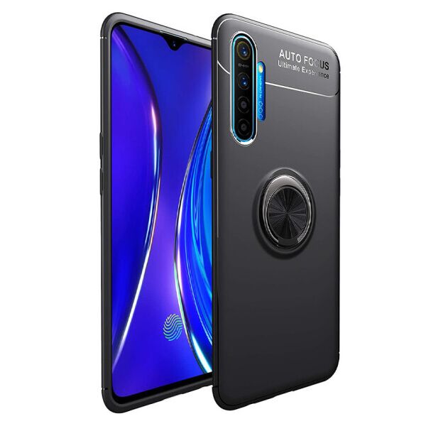 

Силиконовый чехол Deen ColorRing под магнитный держатель для Realme XT (Черный / Черный)