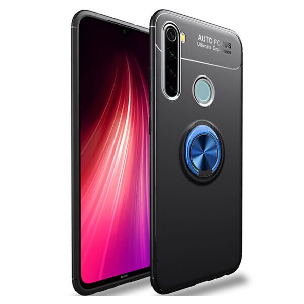 

Силиконовый чехол Deen ColorRing под магнитный держатель для Xiaomi Redmi Note 8T (Черный / Синий)