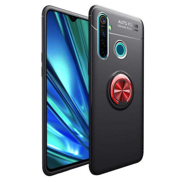 

Силиконовый чехол Deen ColorRing под магнитный держатель для Realme 5 / Realme 6i (Черный / Красный)
