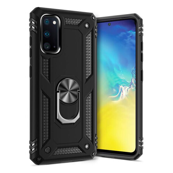 

Ударопрочный чехол Serge Ring магнитный держатель для Samsung Galaxy S20 (Черный)