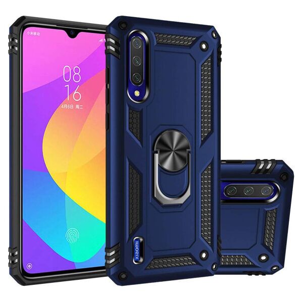 

Ударопрочный чехол Serge Ring магнитный держатель для Xiaomi Mi A3 (CC9e) (DarkBlue)
