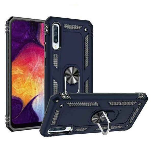 

Ударопрочный чехол Serge Ring магнитный держатель для Samsung Galaxy A70 (A705F) (DarkBlue)