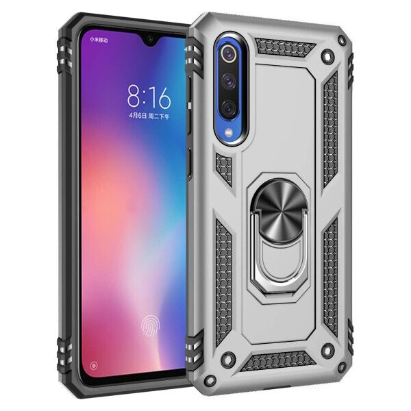 

Ударопрочный чехол Serge Ring магнитный держатель для Xiaomi Mi 9 SE (Серебряный)