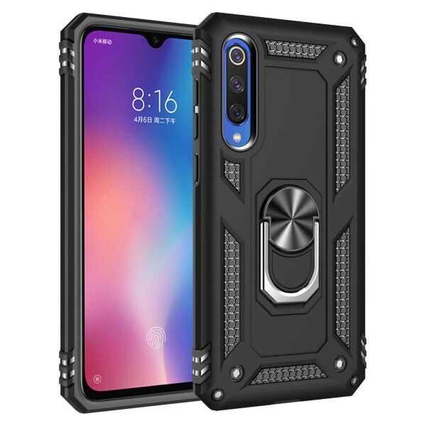 

Ударопрочный чехол Serge Ring магнитный держатель для Xiaomi Mi 9 SE (Черный)