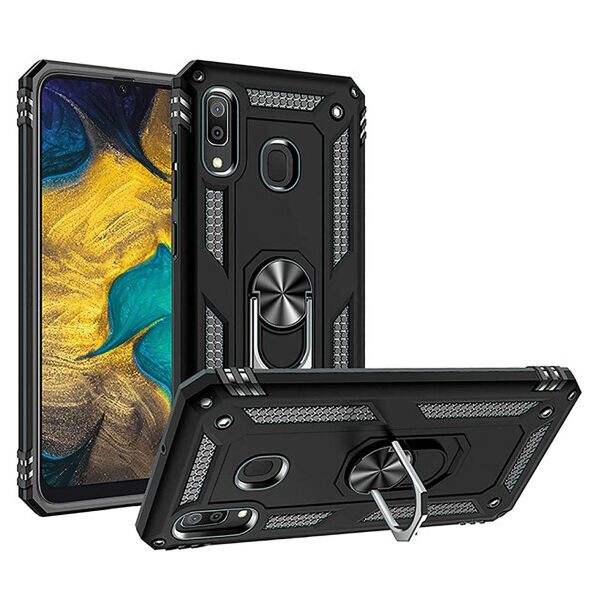 

Ударопрочный чехол Serge Ring магнитный держатель для Samsung Galaxy A20 / A30 (Черный)