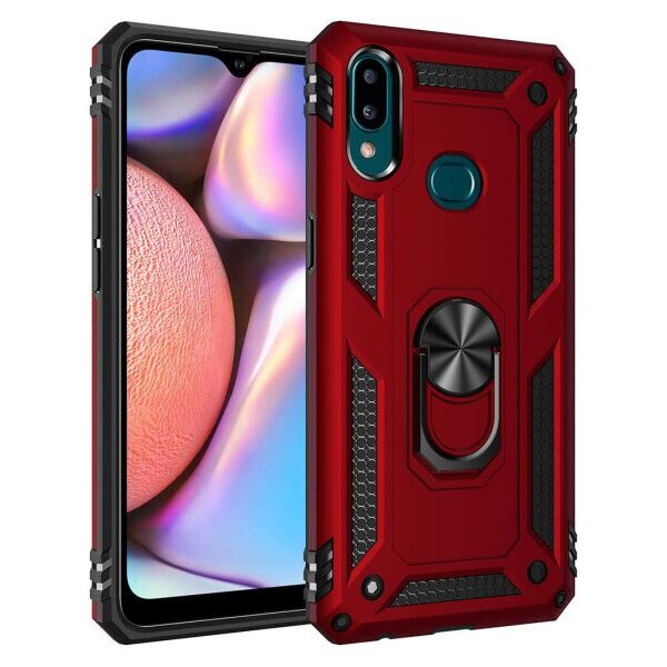 

Ударопрочный чехол Serge Ring магнитный держатель для Samsung Galaxy A10s (Красный)