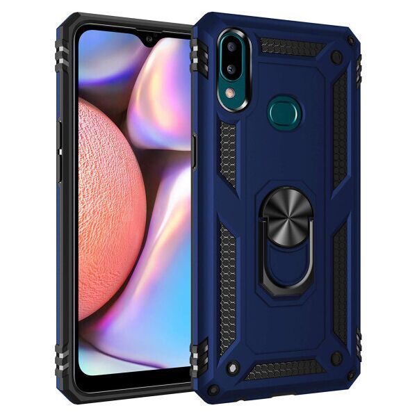 

Ударопрочный чехол Serge Ring магнитный держатель для Samsung Galaxy A10s (DarkBlue)