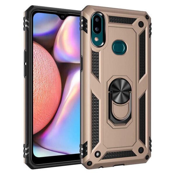 

Ударопрочный чехол Serge Ring магнитный держатель для Samsung Galaxy A10s (Золотой)