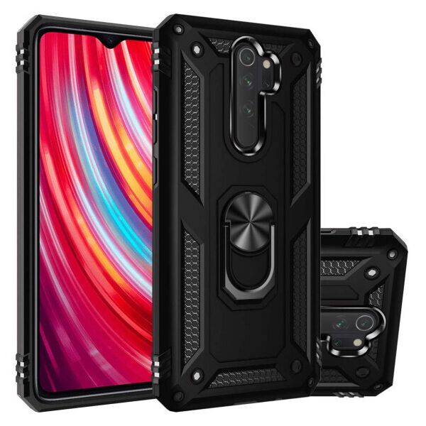 

Ударопрочный чехол Serge Ring магнитный держатель для Xiaomi Redmi Note 8 Pro (Черный)