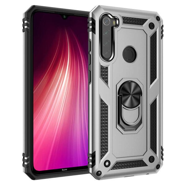 

Ударопрочный чехол Serge Ring магнитный держатель для Xiaomi Redmi Note 8 (Серебряный)