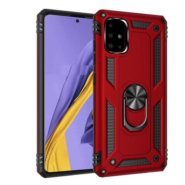 

Ударопрочный чехол Serge Ring магнитный держатель для Samsung Galaxy A51 (Красный)