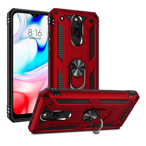 

Ударопрочный чехол Serge Ring магнитный держатель для Xiaomi Redmi 8 / 8a (Красный)