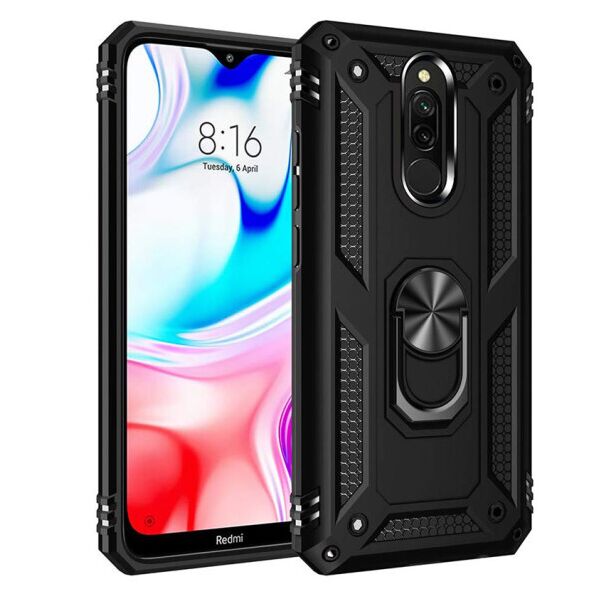 

Ударопрочный чехол Serge Ring магнитный держатель для Xiaomi Redmi 8 / 8a (Черный)