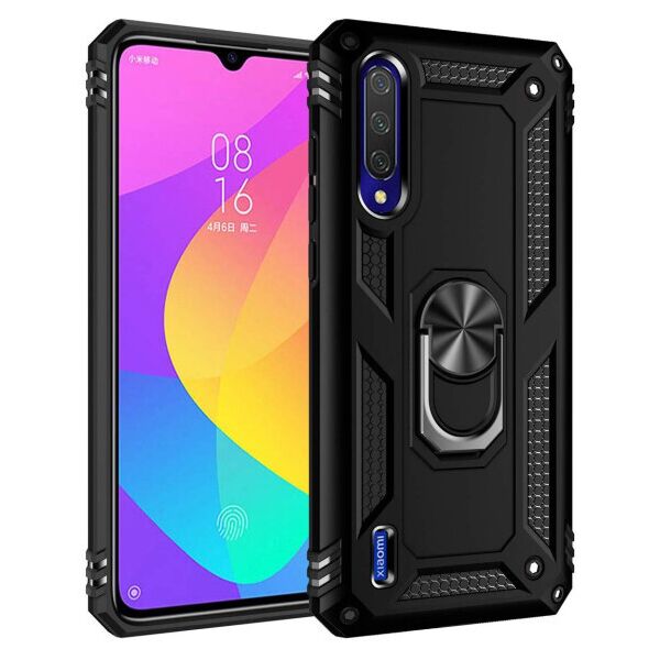 

Ударопрочный чехол Serge Ring магнитный держатель для Xiaomi Mi CC9 / Mi 9 Lite (Черный)