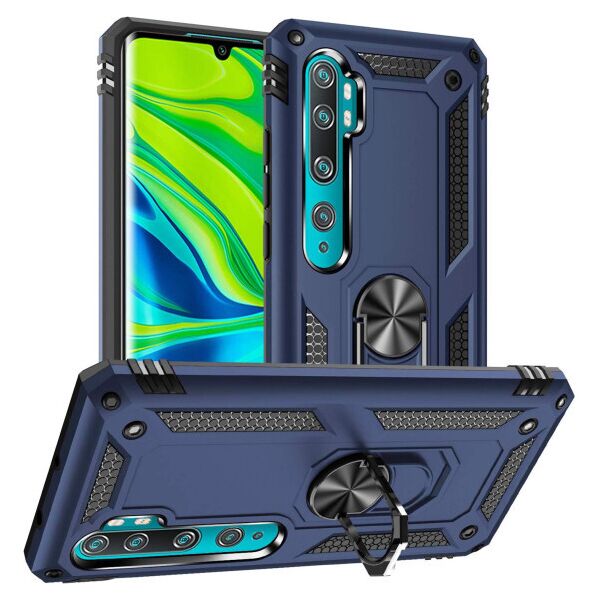 

Ударопрочный чехол Serge Ring магнитный держатель для Xiaomi Mi Note 10 / Note 10 Pro / Mi CC9 Pro (DarkBlue)