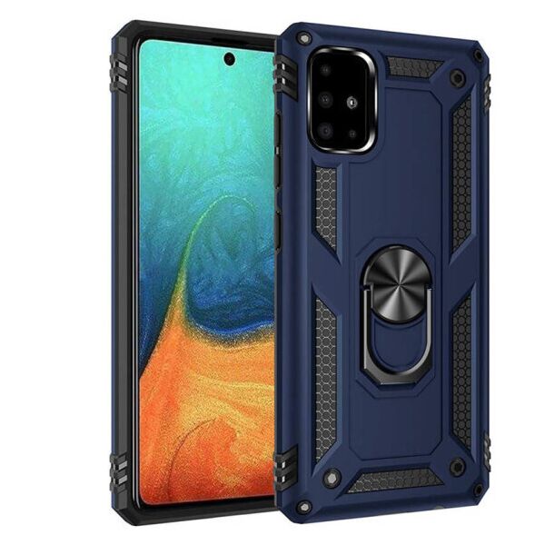 

Ударопрочный чехол Serge Ring магнитный держатель для Samsung Galaxy A71 (DarkBlue)