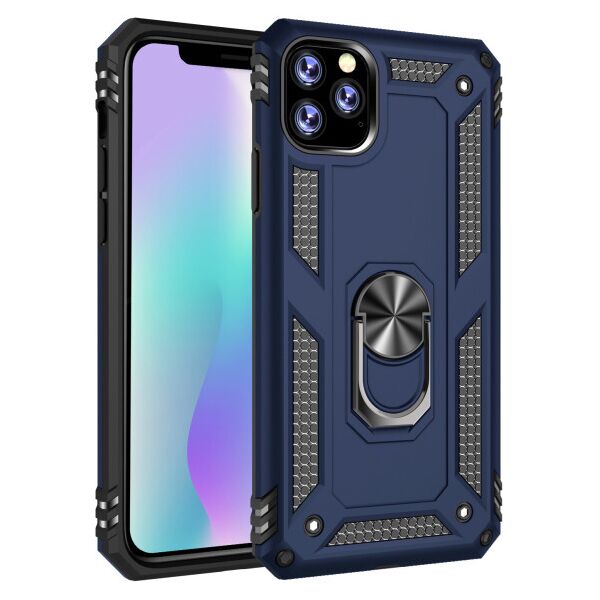

Ударопрочный чехол Serge Ring магнитный держатель для Apple iPhone 11 Pro (5.8") (DarkBlue)