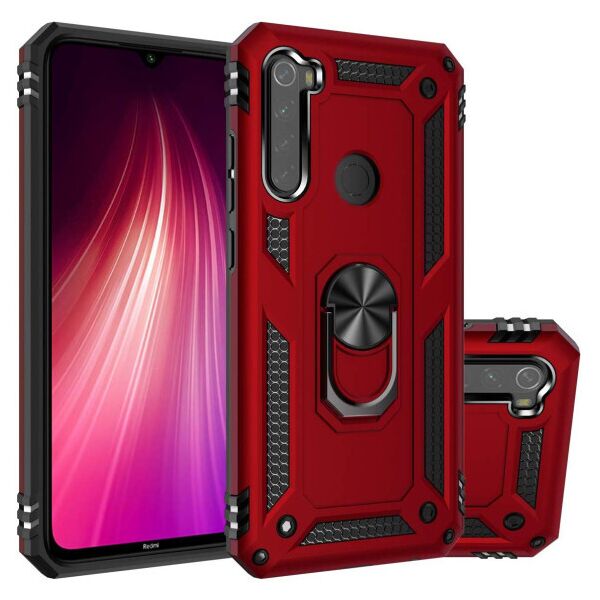 

Ударопрочный чехол Serge Ring магнитный держатель для Xiaomi Redmi Note 8T (Красный)