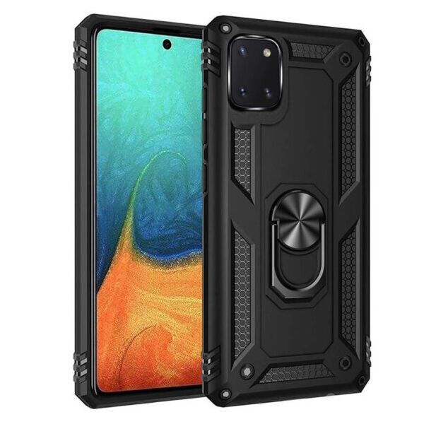 

Ударопрочный чехол Serge Ring магнитный держатель для Samsung Galaxy Note 10 Lite (A81) (Черный)