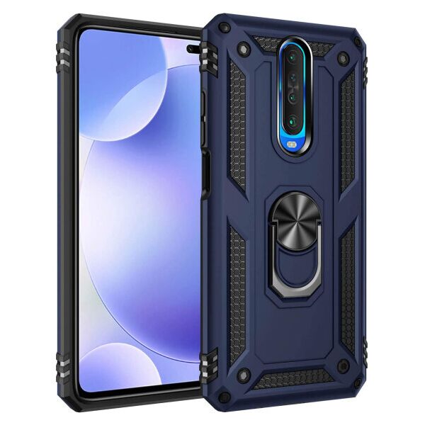 

Ударопрочный чехол Serge Ring магнитный держатель для Xiaomi Redmi K30 (DarkBlue)