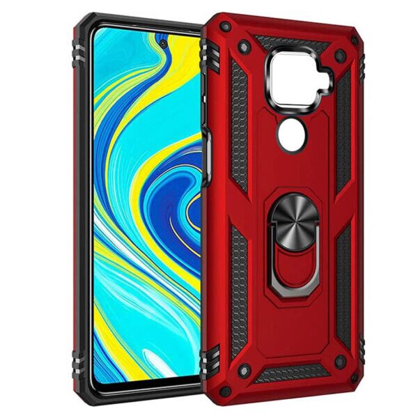 

Ударопрочный чехол Serge Ring магнитный держатель для Xiaomi Redmi Note 9 / Redmi 10X (Красный)