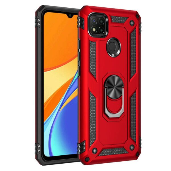

Ударопрочный чехол Serge Ring магнитный держатель для Xiaomi Redmi 9C (Красный)