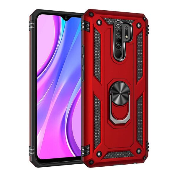 

Ударопрочный чехол Serge Ring магнитный держатель для Xiaomi Redmi 9 (Красный)