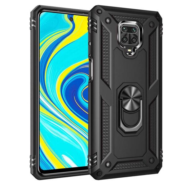 

Ударопрочный чехол Serge Ring магнитный держатель для Xiaomi Redmi Note 9s/Note 9 Pro/Note 9 Pro Max (Черный)