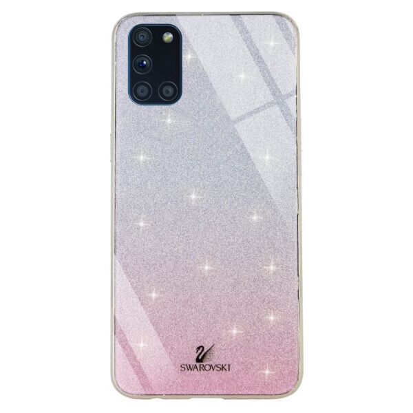 

TPU+Glass чехол Swarovski для Samsung Galaxy A31 (Розовый)