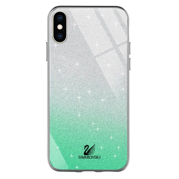 

TPU+Glass чехол Swarovski для Apple iPhone X / XS (5.8") (Бирюзовый)