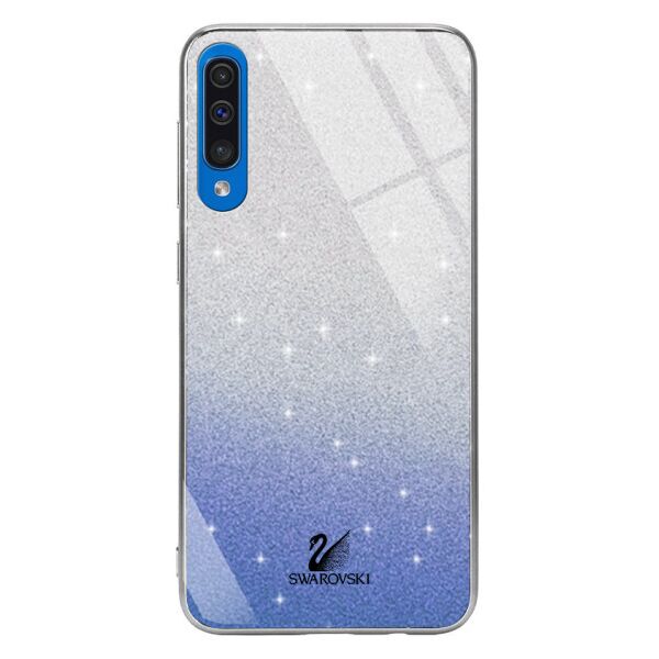 

TPU+Glass чехол Swarovski для Samsung Galaxy A50 (A505F) / A50s / A30s (Синий / Серебряный)