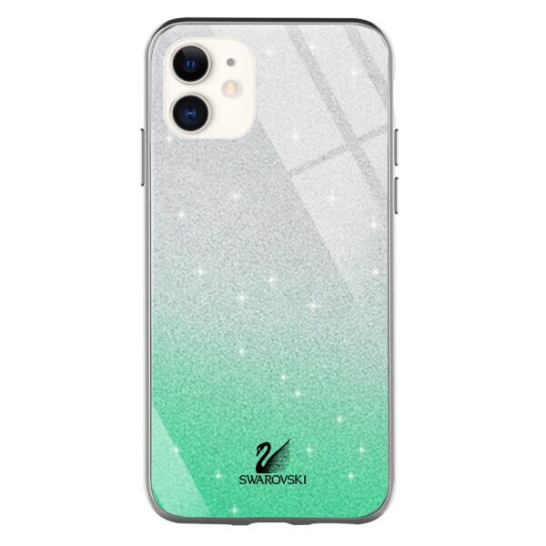 

TPU+Glass чехол Swarovski для Apple iPhone 11 (6.1") (Салатовый / Серебряный)