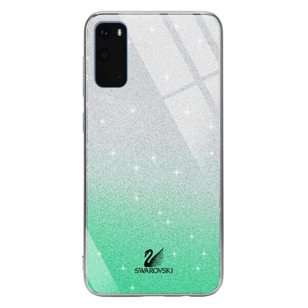 

TPU+Glass чехол Swarovski для Samsung Galaxy S20 (Салатовый / Серебряный)