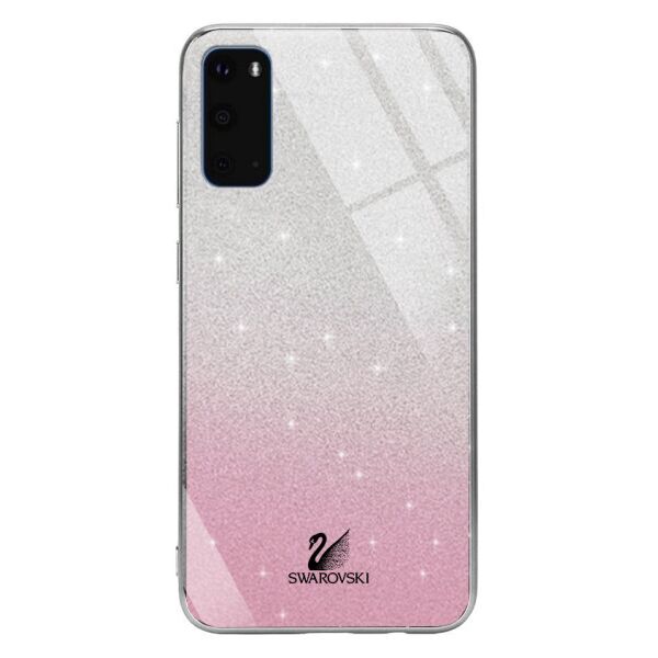

TPU+Glass чехол Swarovski для Samsung Galaxy S20 (Розовый / Серебряный)
