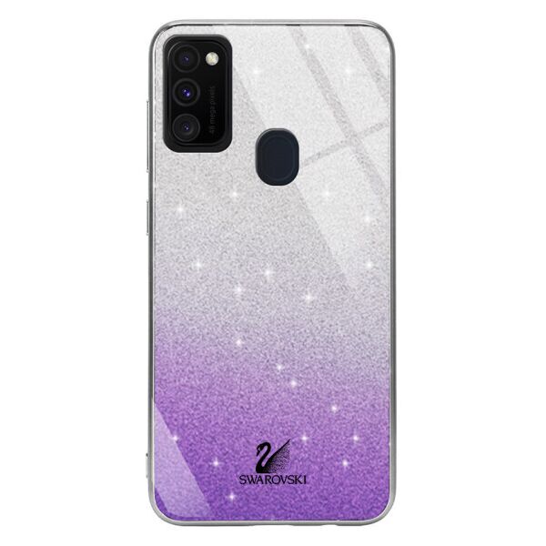 

TPU+Glass чехол Swarovski для Samsung Galaxy M30s (Сиреневый / Серебряный)