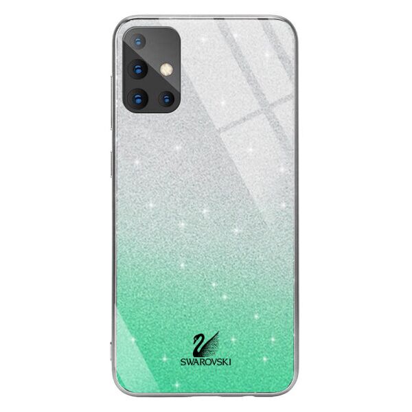 

TPU+Glass чехол Swarovski для Samsung Galaxy A51 (Голубой / Серебряный)