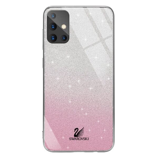 

TPU+Glass чехол Swarovski для Samsung Galaxy A51 (Розовый / Серебряный)