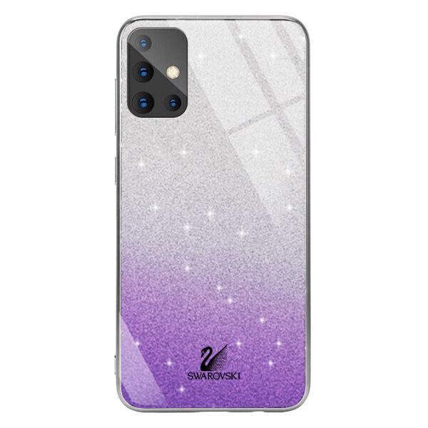 

TPU+Glass чехол Swarovski для Samsung Galaxy A51 (Сиреневый / Серебряный)