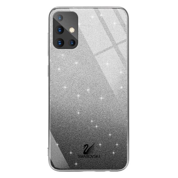 

TPU+Glass чехол Swarovski для Samsung Galaxy A51 (Черный / Серебряный)