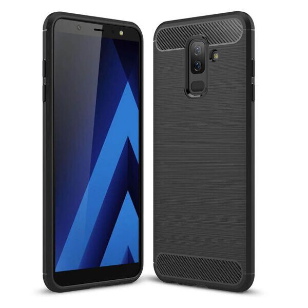 

Силиконовый противоударный чехол Polished Carbon для Samsung Galaxy J8 (2018) (Черный)
