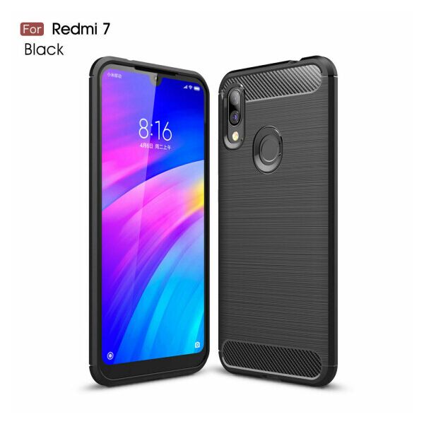 

Силиконовый противоударный чехол Polished Carbon для Xiaomi Redmi 7 (Черный)