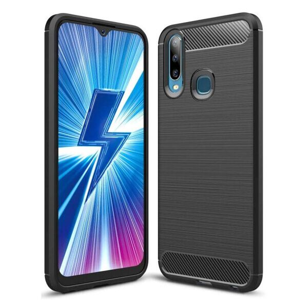 

Силиконовый противоударный чехол Polished Carbon для Vivo Y15 / Y17 (Черный)