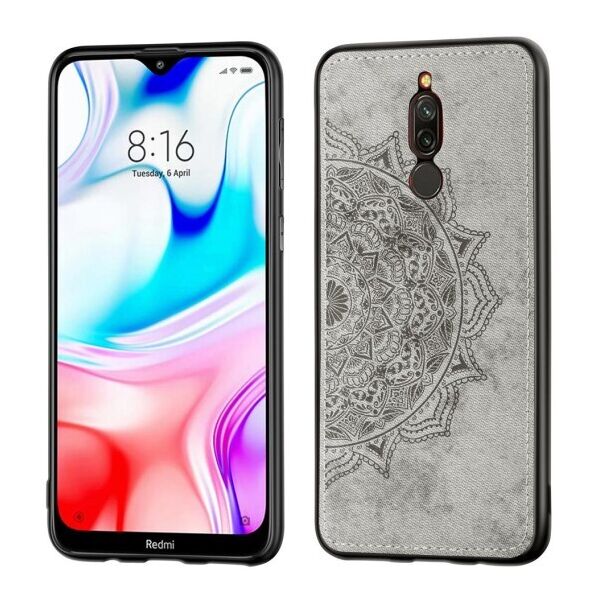 

TPU+Textile чехол Mandala с 3D тиснением для Xiaomi Redmi 8 (Серый)