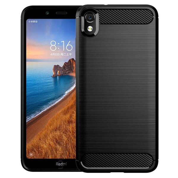 

Силиконовый противоударный чехол Polished Carbon для Xiaomi Redmi 7A (Черный)